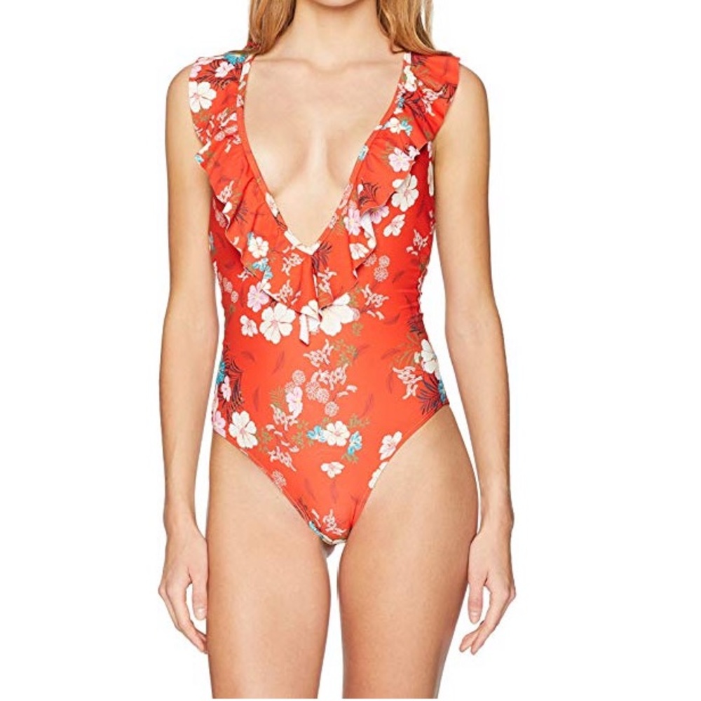 NWOT O’Neill Lucy One Piece Floral Ruffle Swimsuit